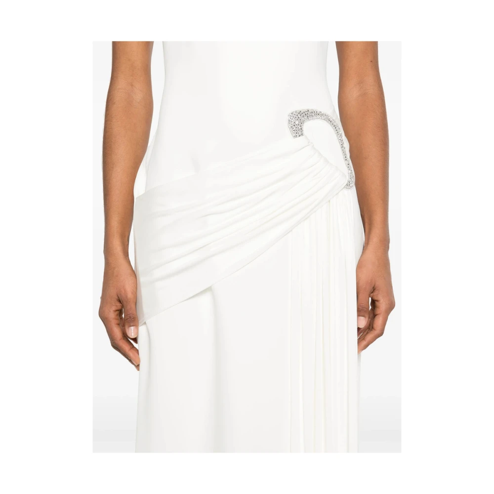 David Koma Witte Gedrapeerde Jurk met Achtersplit White Dames