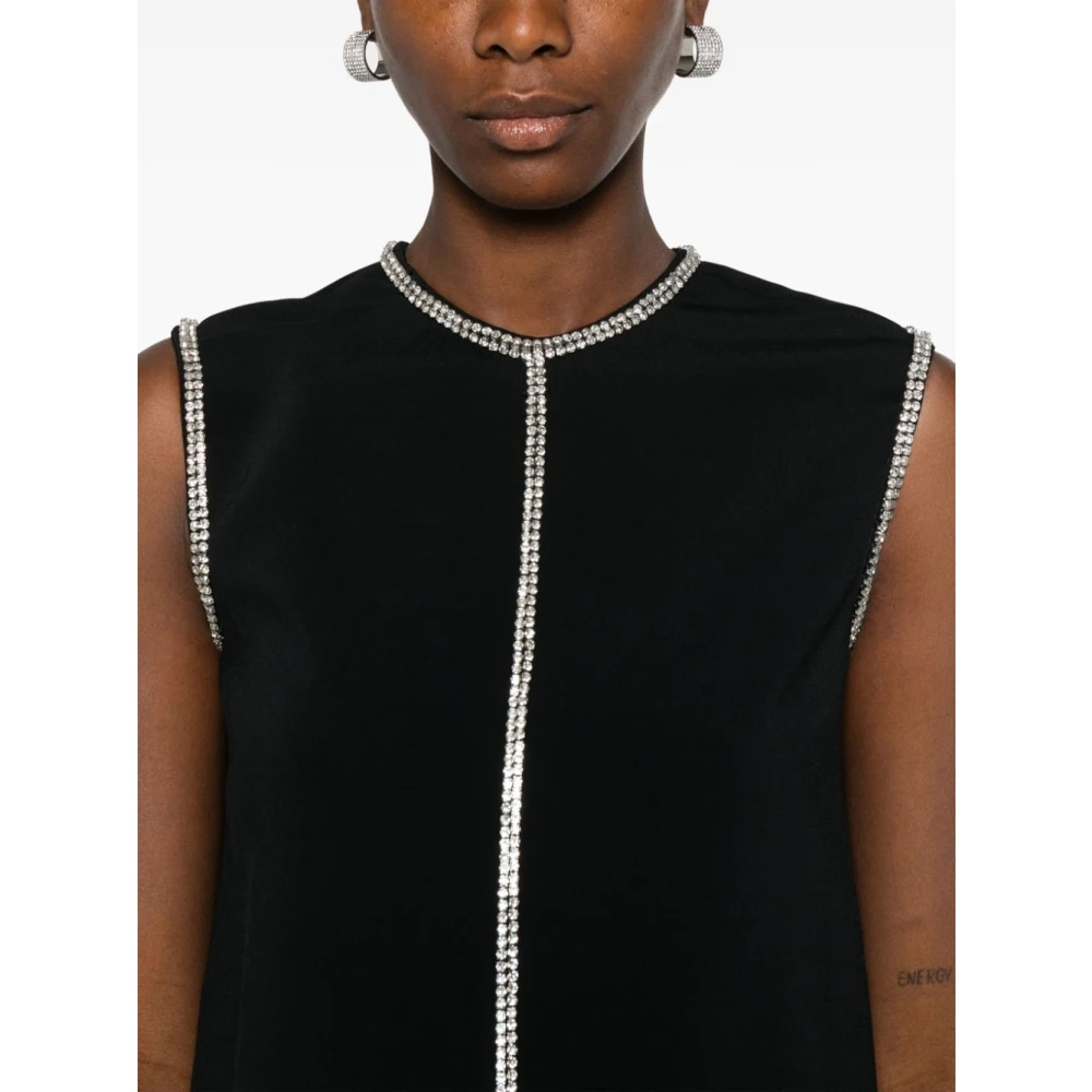 SPORTMAX Zwarte Ronde Hals Mouwloze Jurk Black Dames