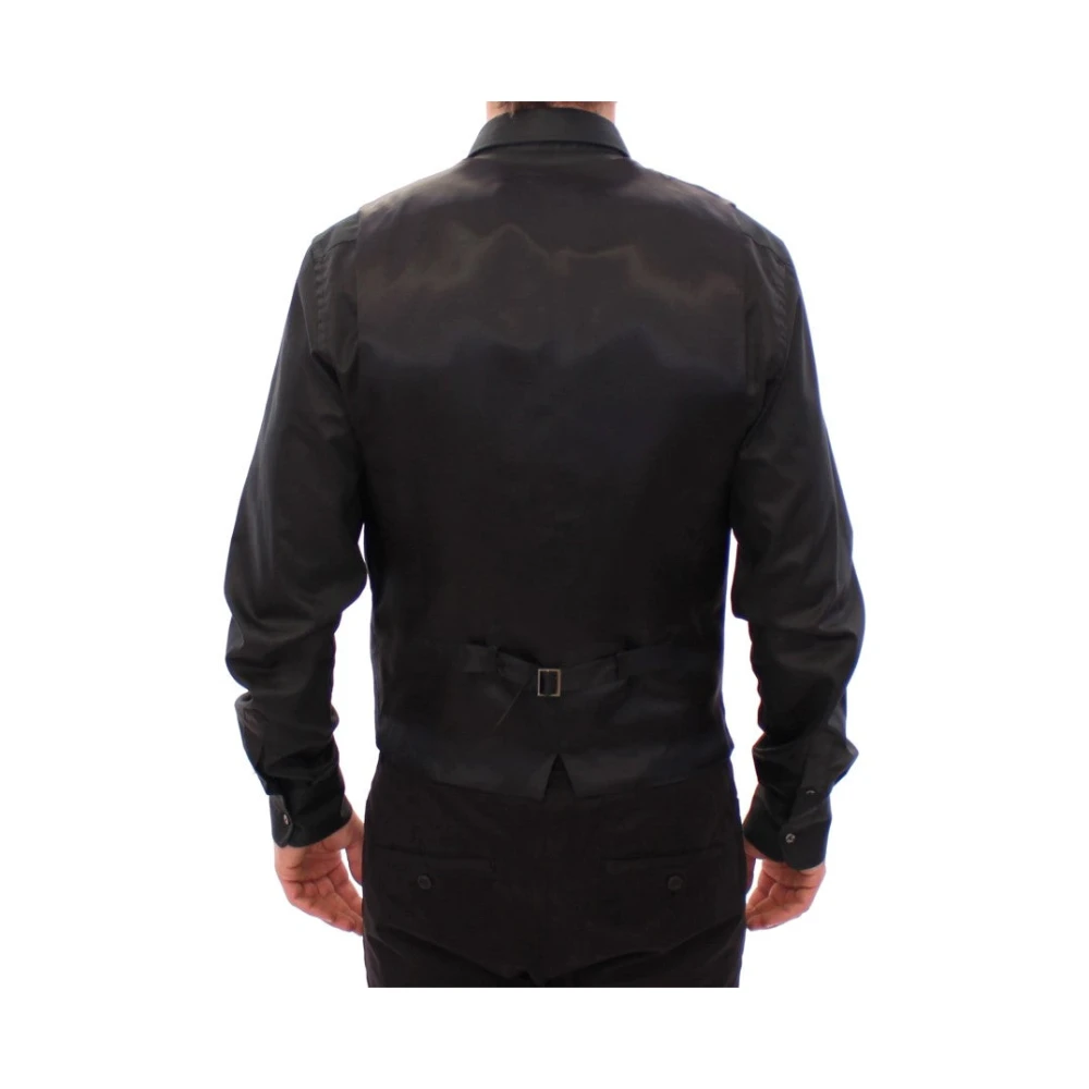 Dolce & Gabbana Gestreepte wollen vest elegant en authentiek Gray Heren