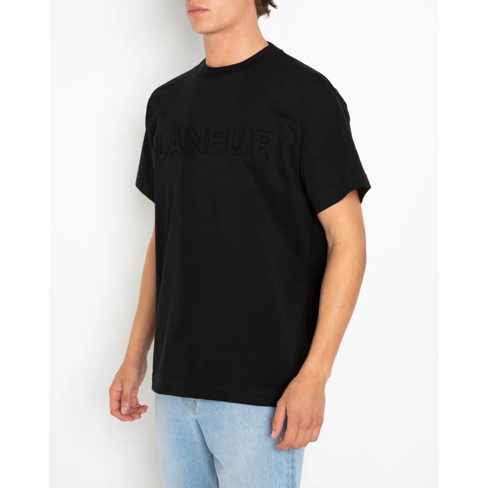 Flâneur Geëmbosseerd Zwart T-shirt Black Heren