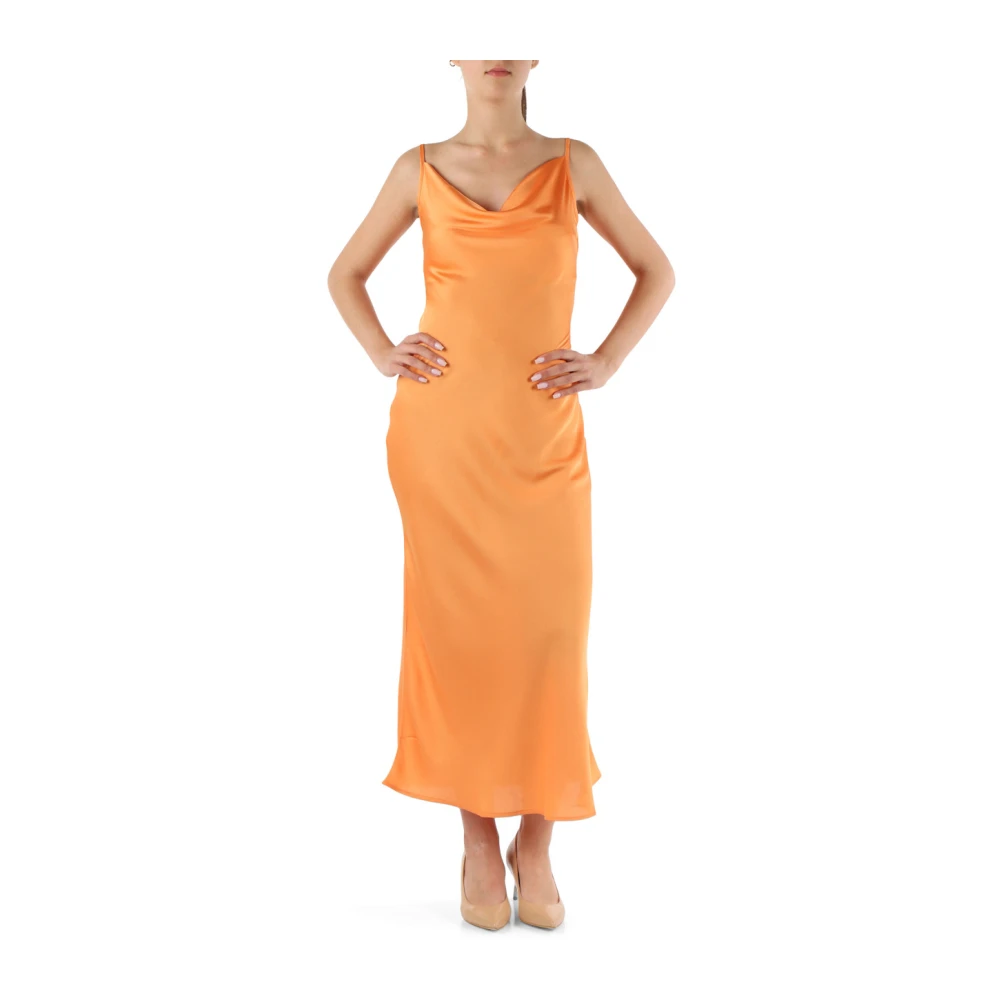 Guess Satin gedrapeerde midi jurk Orange Dames