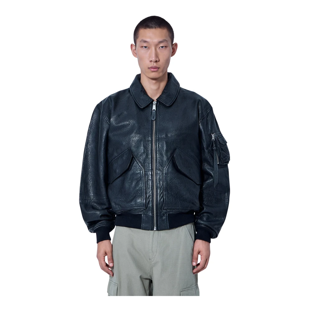 Alpha Industries Cwu-36/P Leather Uv Loose Bomber Jacket - Jackets Black M - Immagine 2