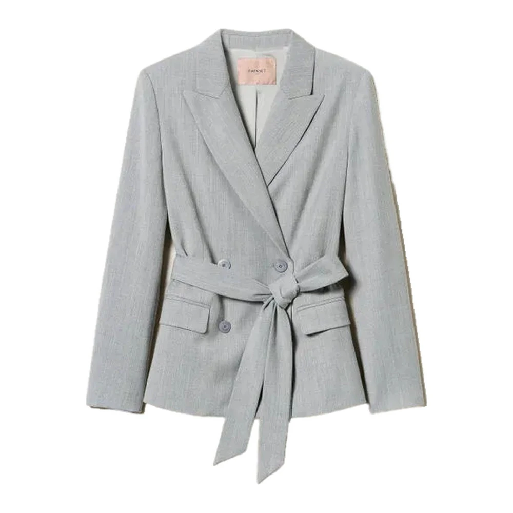 Twinset Elegante Wollen Blend Jas Gray Dames