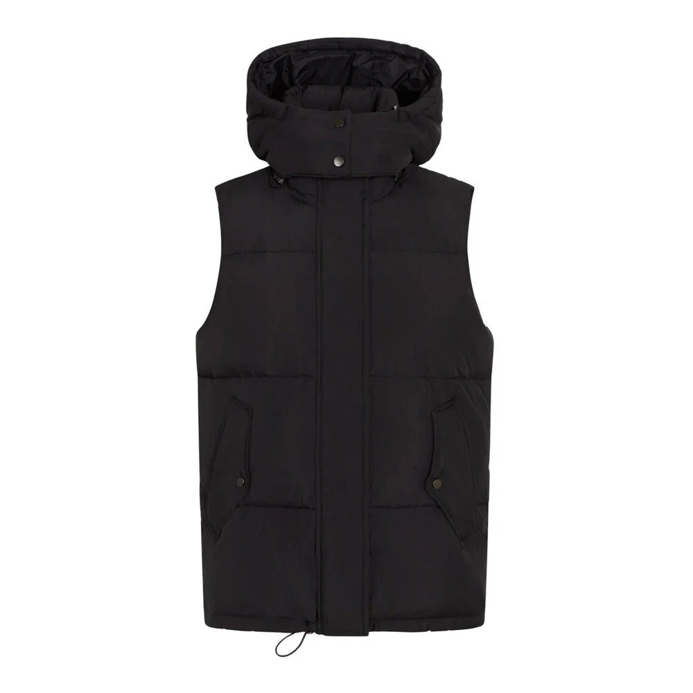 Heartmade Zwarte vest met capuchon en dubbele sluiting Black Dames