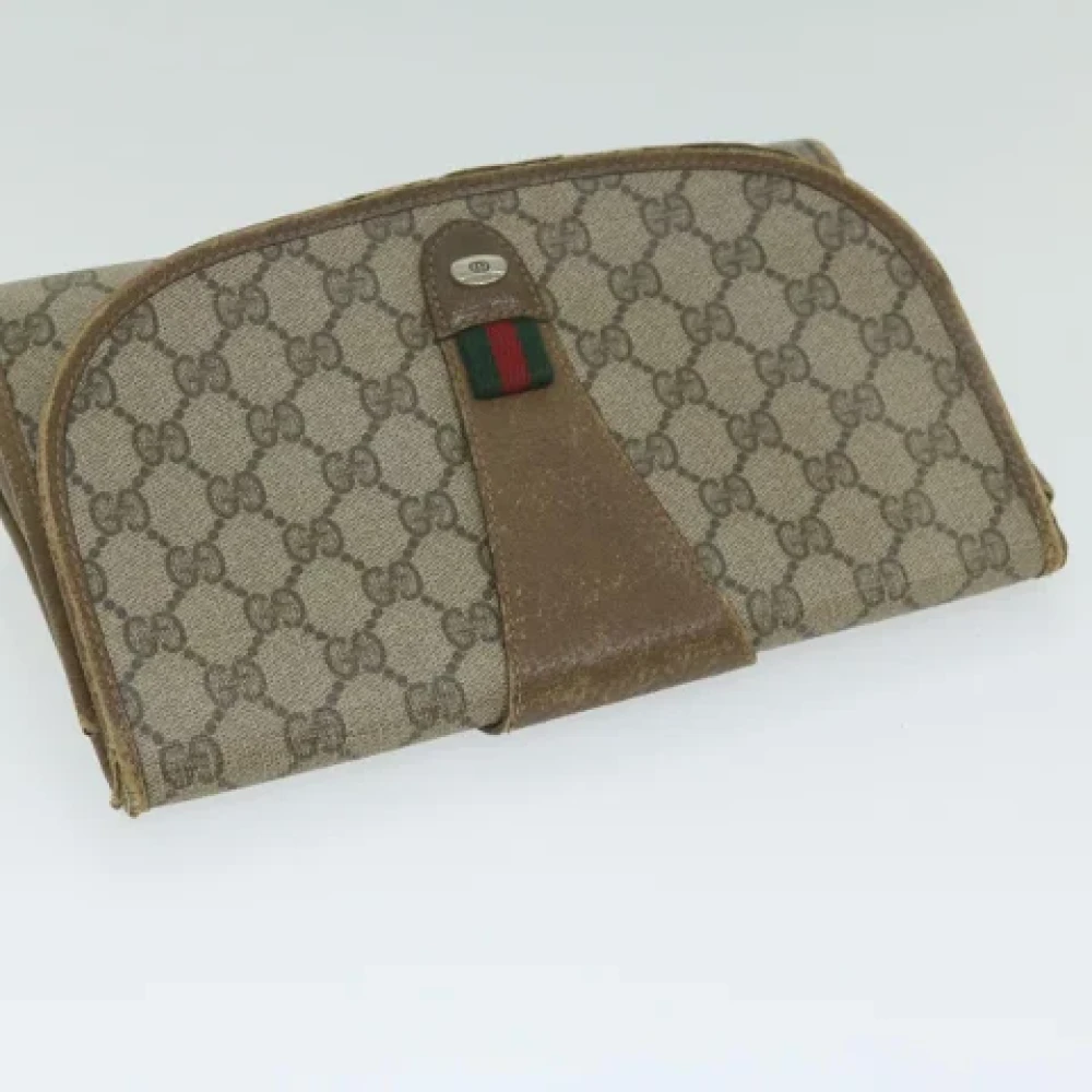 Gucci Vintage Pre-owned Leather clutches Beige Dames