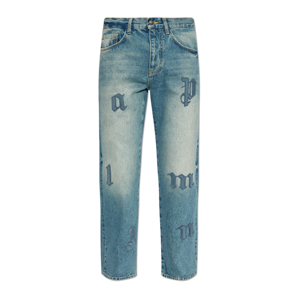 Palm Angels Jeans met logo Blue Heren