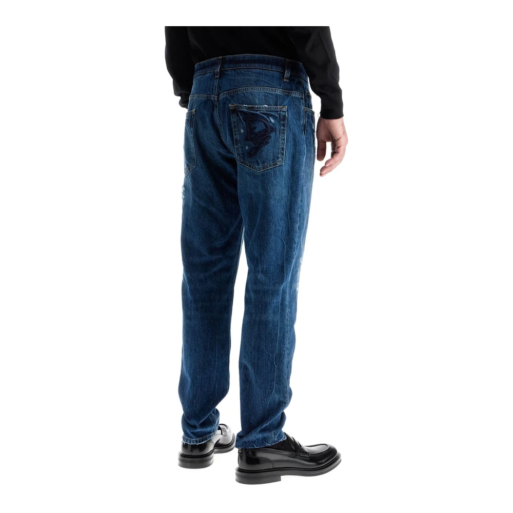 Dolce & Gabbana Versleten Loose Fit Denim Jeans Blue Heren