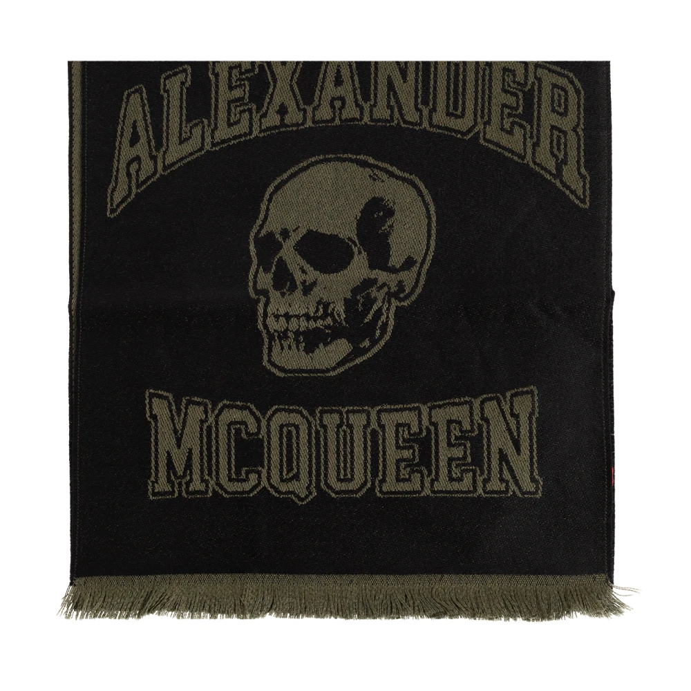 Alexander mcqueen Wollen sjaal met logo Black Heren