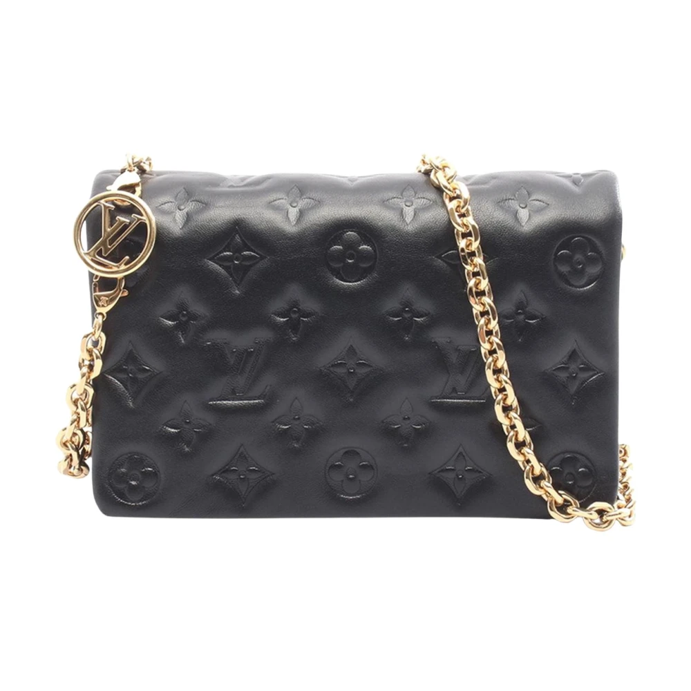 Louis Vuitton Vintage Women's Black Pre-Owned Vintage Monogram Embossed Leather Chain Bag