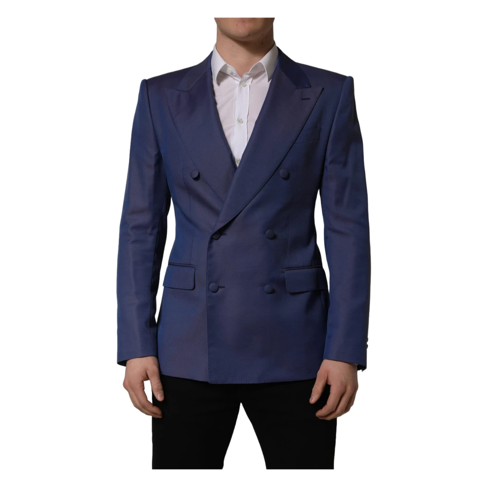 Dolce & Gabbana Men's Blue Wool Double Breasted Blazer Jacket - Blazers - L - Jackets