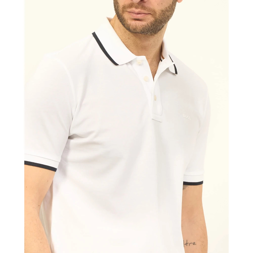 Boss Witte Gestreepte Polo Parlay White Heren