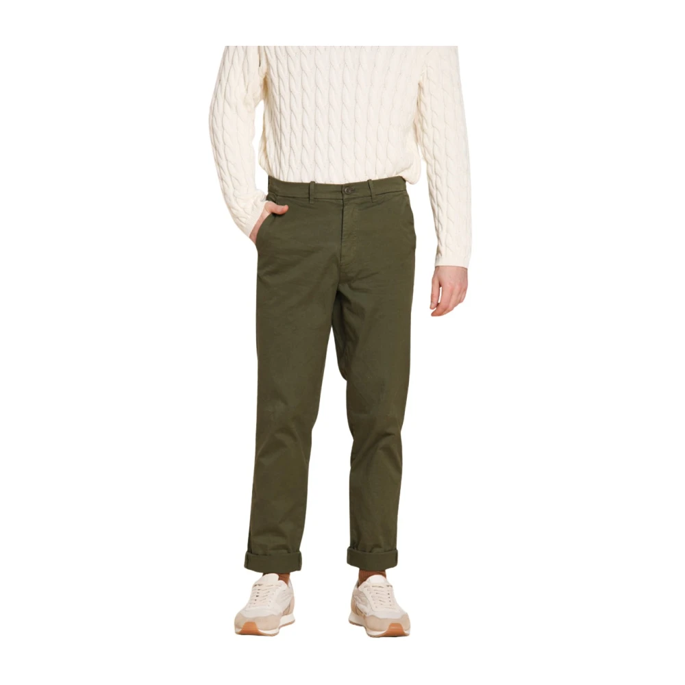 Mason's Men's Green Chinos, Xs, Relaxed Fit Chino Trousers In Olive
