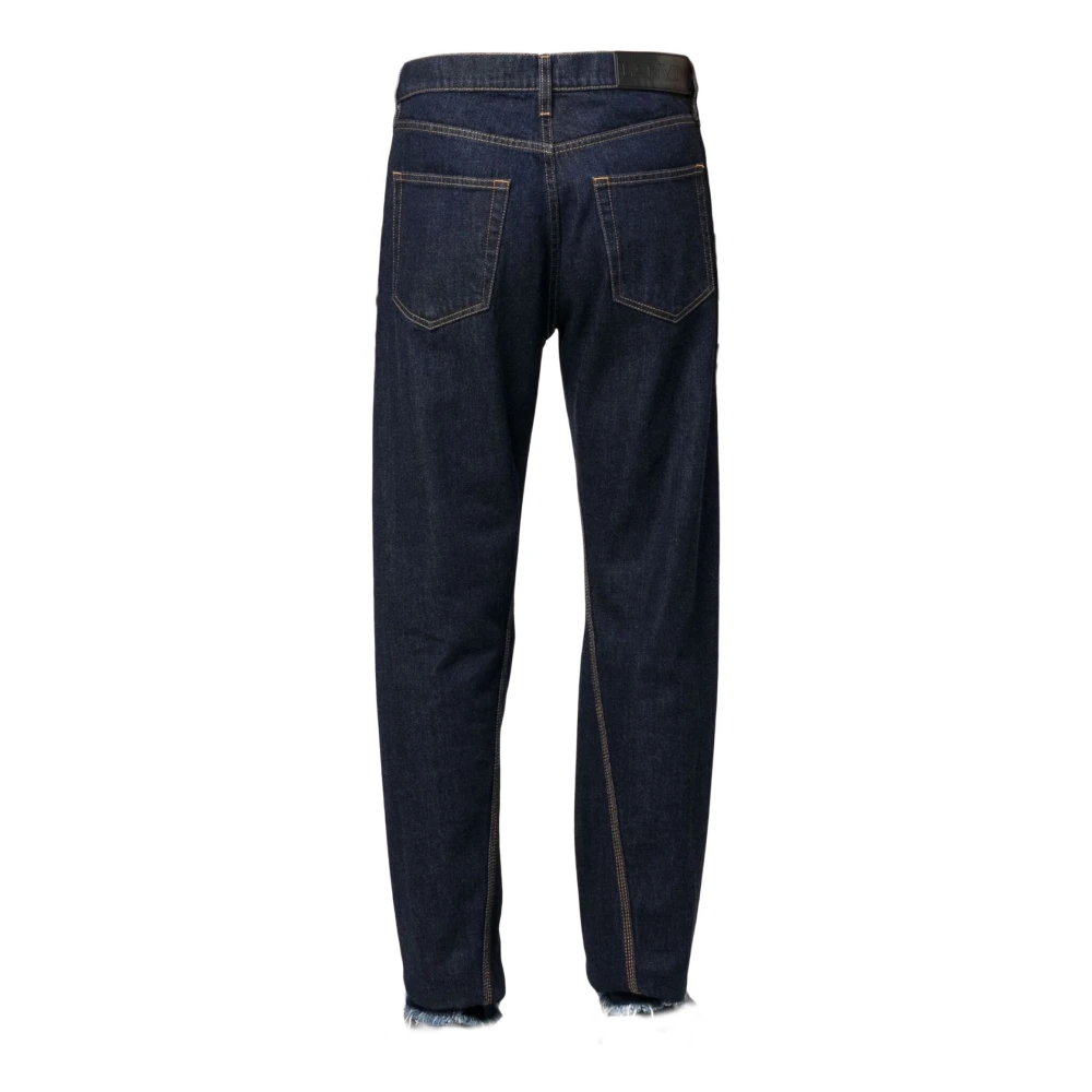 Lanvin Navy Blauwe Straight Denim Jeans Blue Heren