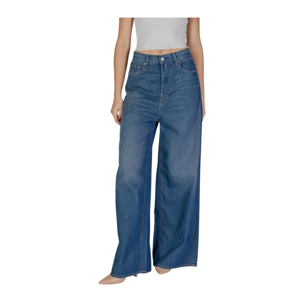 Replay Women's Blue Wide Jeans, W27 L30, Wide Leg Jeans Denim Style