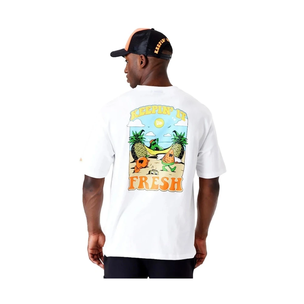 new era Wit Fruit Grafisch T-shirt White Heren