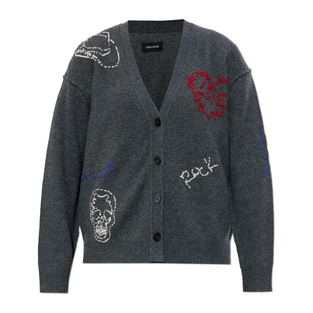 Zadig & Voltaire Women's Gray Cashmere Knitwear, S, Cashmere Cardigan ‘Mirkaz’
