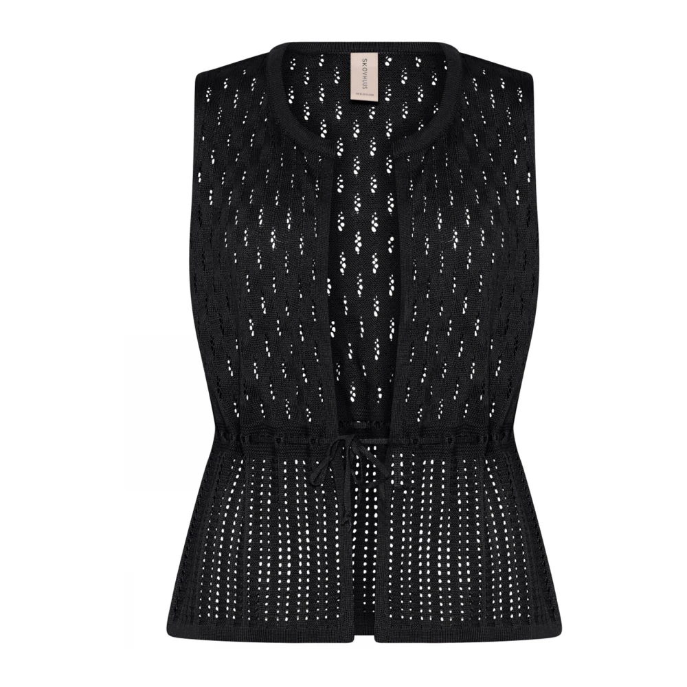Skovhuus Zwarte Openwork Vest met Riem Black Dames