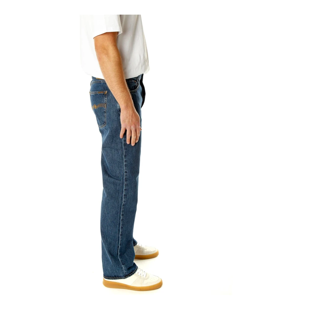 Nudie Jeans Losse pasvorm hoge taille jeans Blue Heren