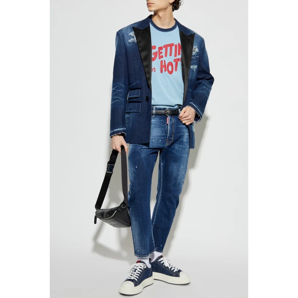 Dsquared2 T-shirt met logo Blue Heren