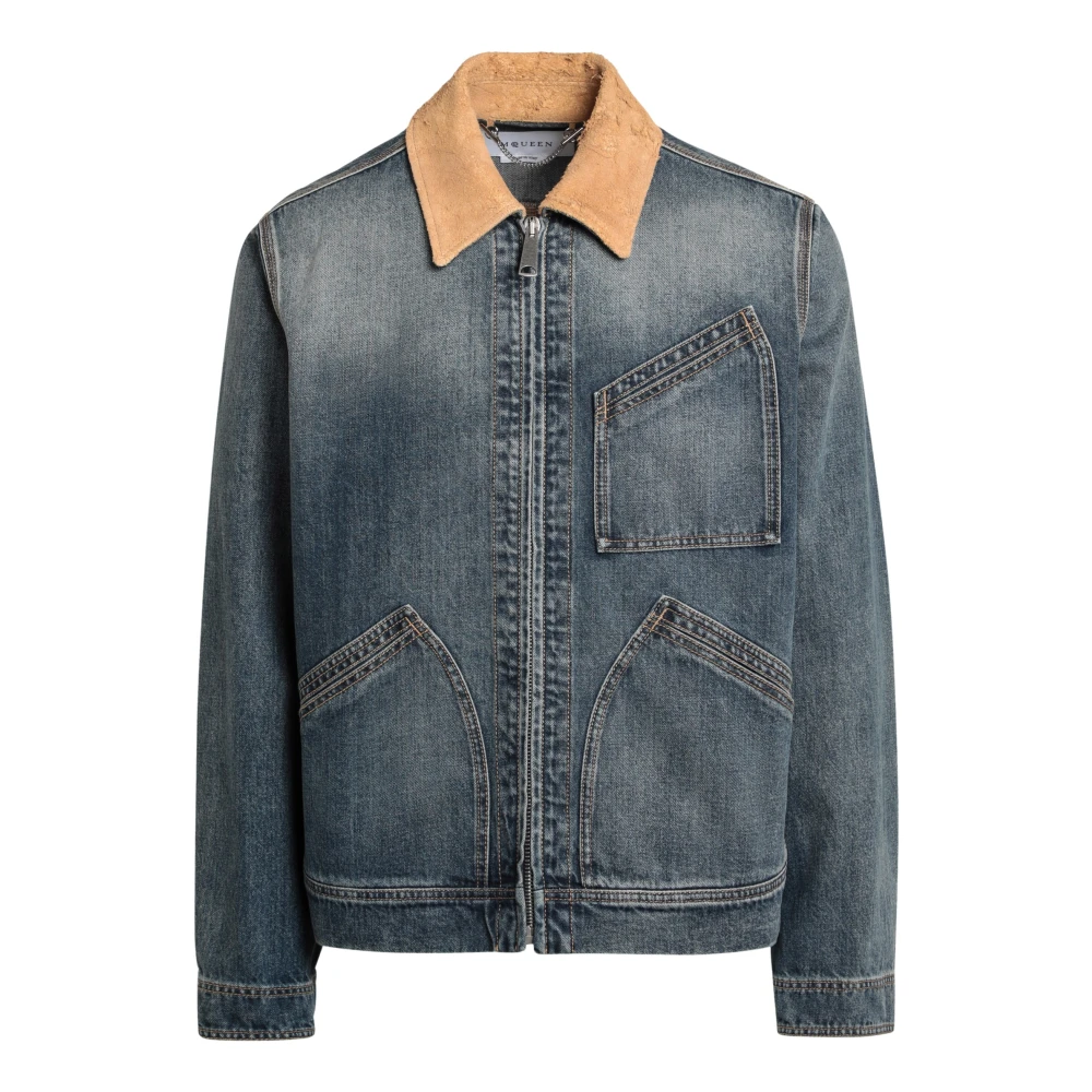 Alexander Mcqueen Men's Blue Denim Jacket For Stylish Look - Denim Jackets - M - Jackets