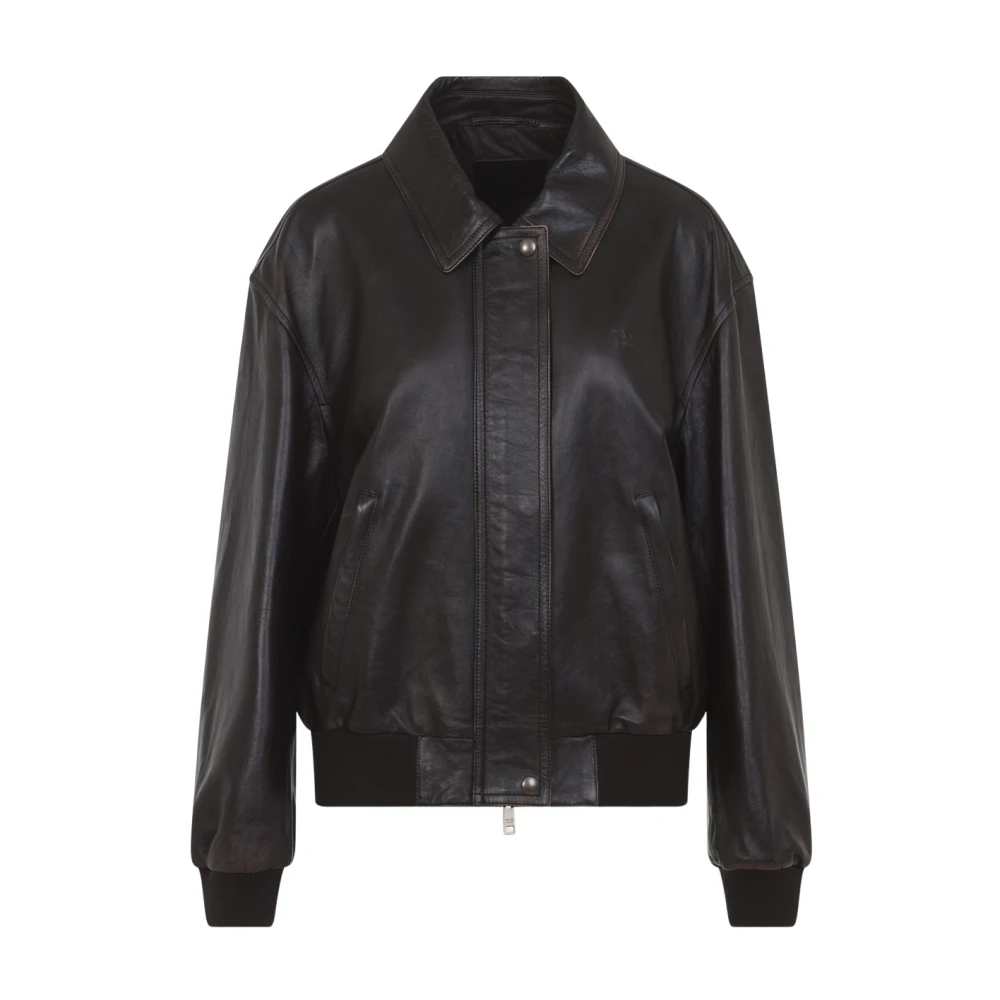 Prada , Bomber Jackets, Female, Brown, Xs, Leather Bomber Jacket