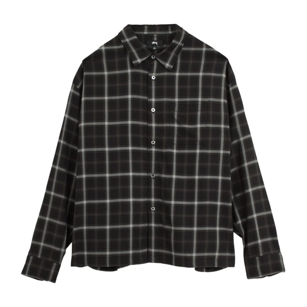 Stüssy Shadow Plaid Rayon Shirt Black Heren