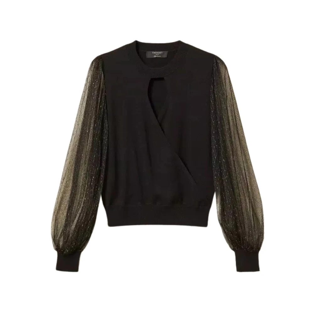 Twinset Donna Nero - Maglia Girocollo - Knitwear - M - Immagine 4
