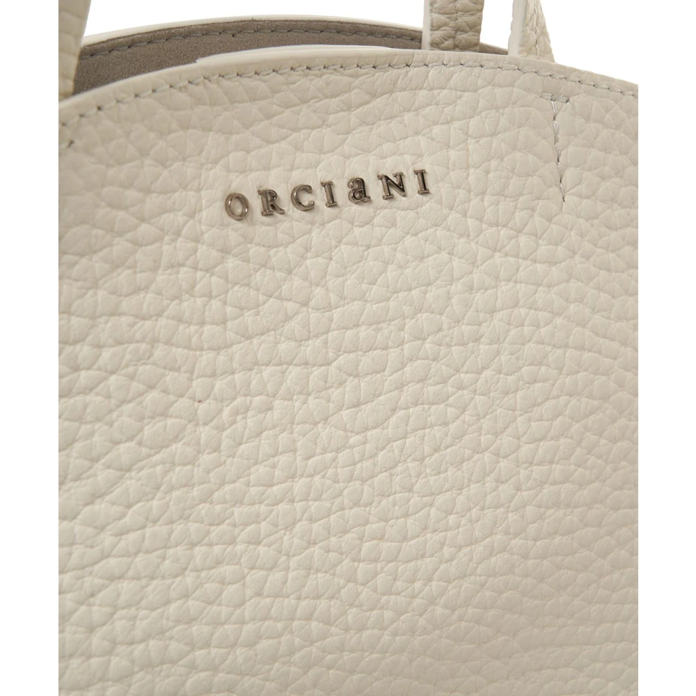 Orciani Witte Leren Shopper Tas White Dames