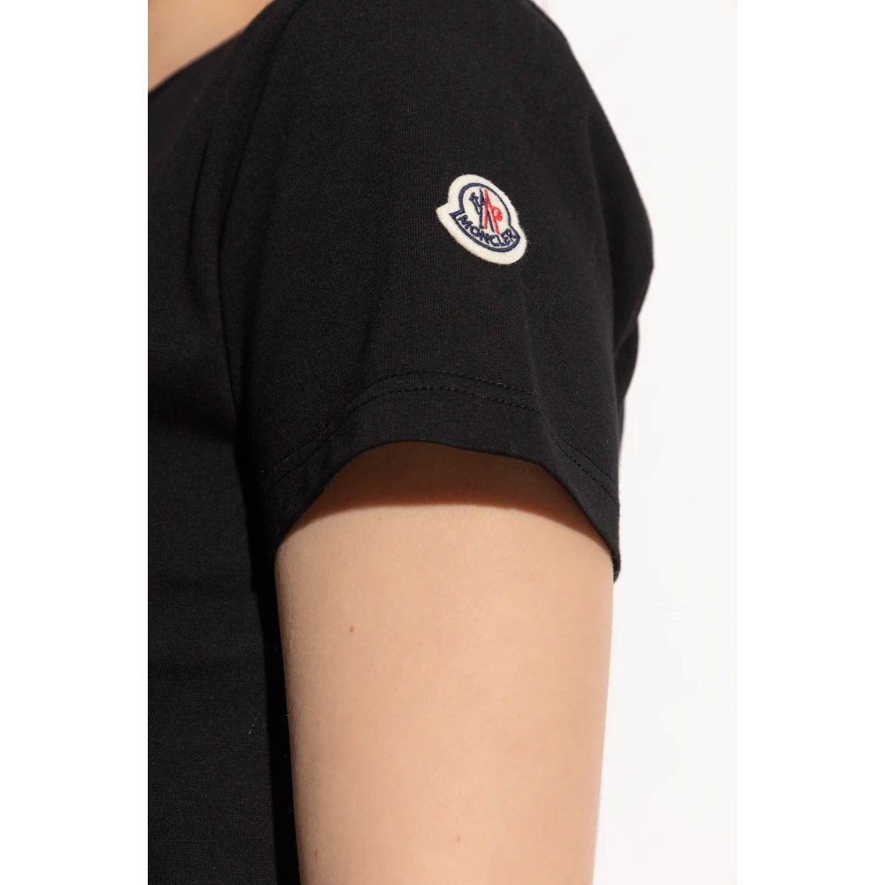 Moncler Katoenen T-shirt met ronde hals Black Dames