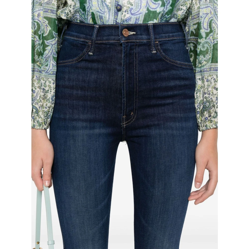 Mother Blauwe Denim Straight-Leg Jeans Blue Dames