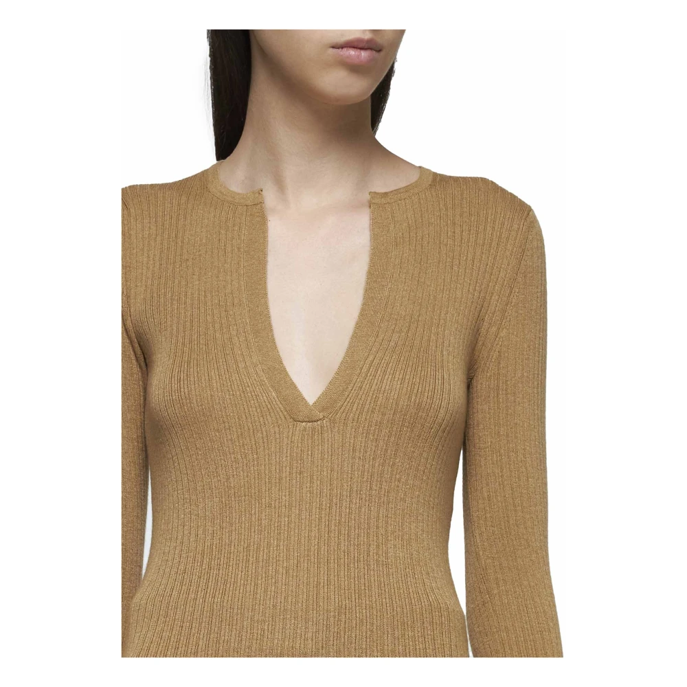 Max Mara Kameel Zijde Kasjmier Trui Brown Dames