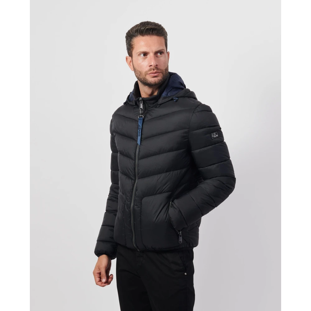 YES ZEE Zwarte Gewatteerde Hooded Ritsjas Black Heren