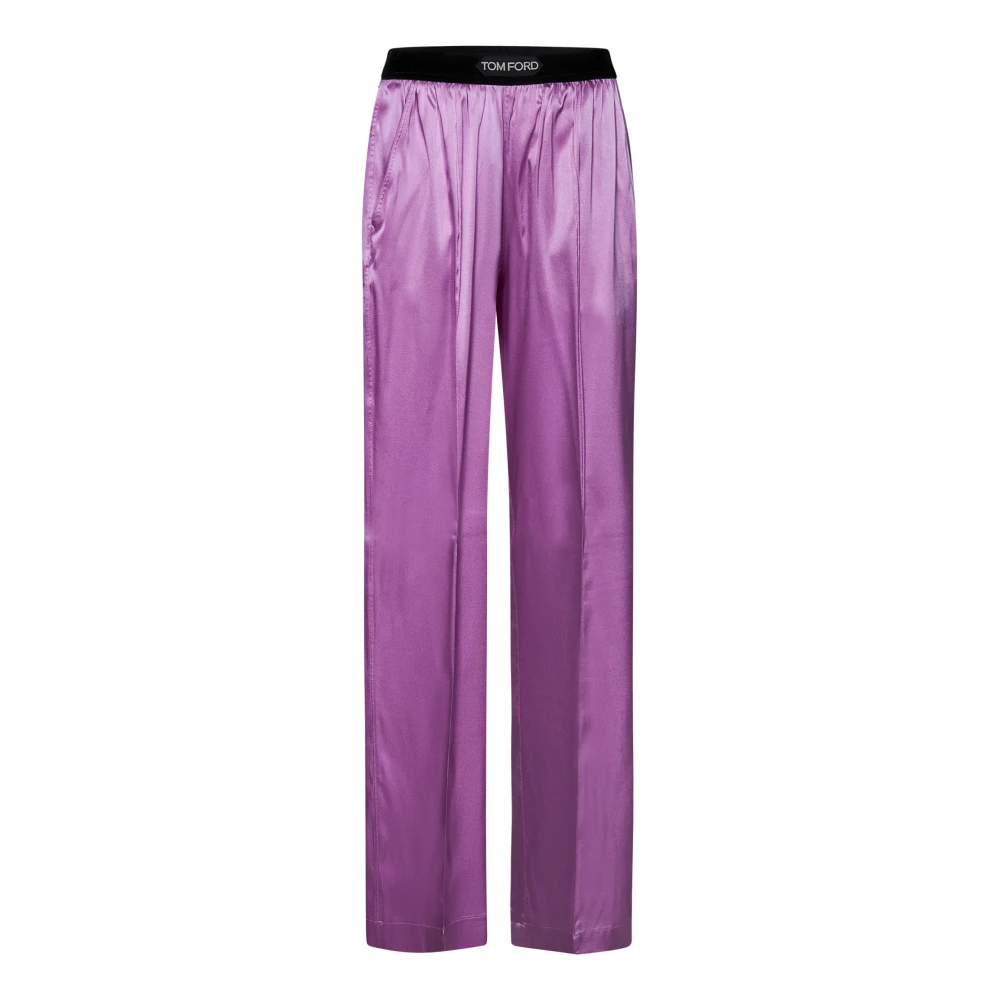 Tom Ford Paarse Zijden Satijnen Pyjamabroek Purple Dames