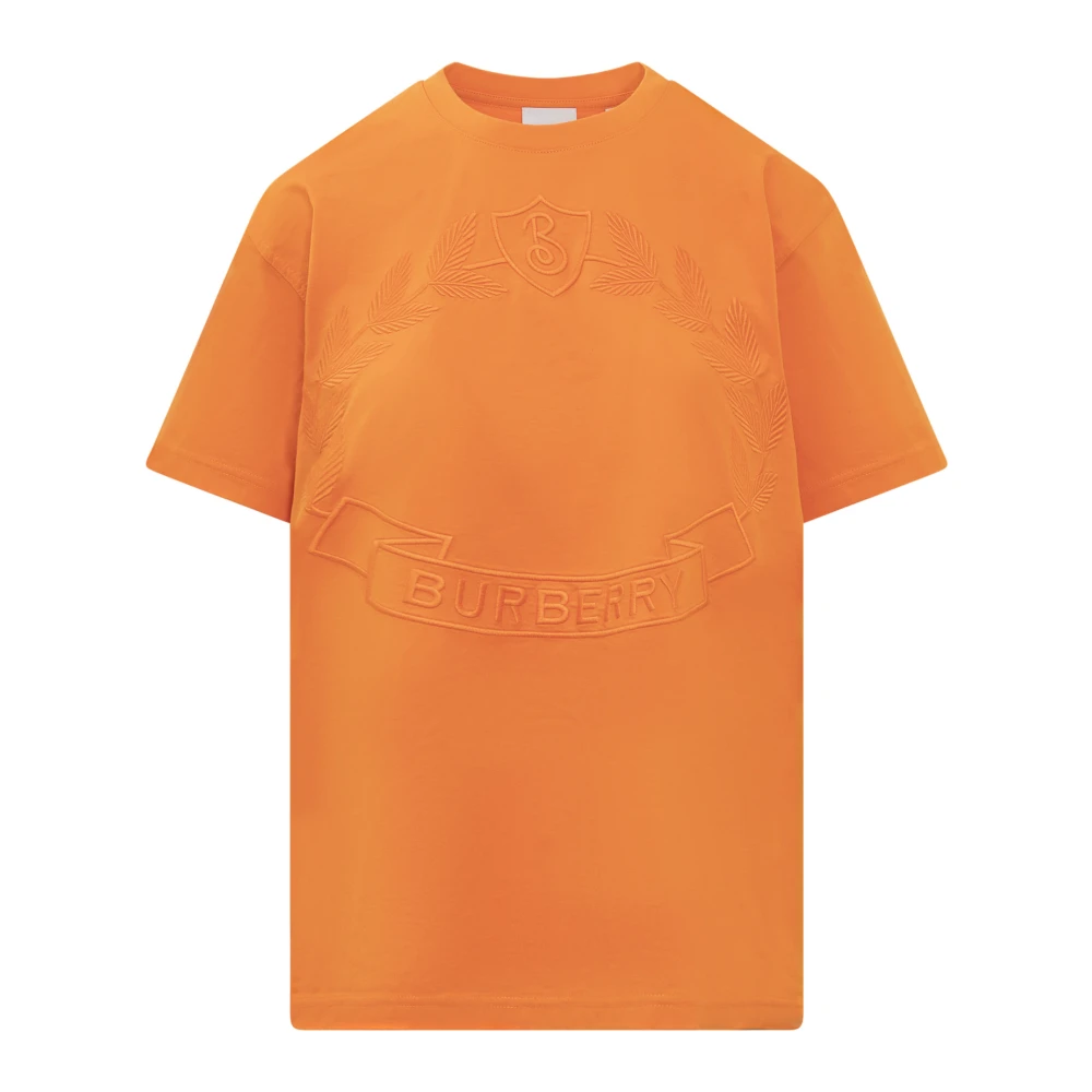 Burberry Oversize Orange T-shirt med Equestrian Knight Motif Orange, Dam