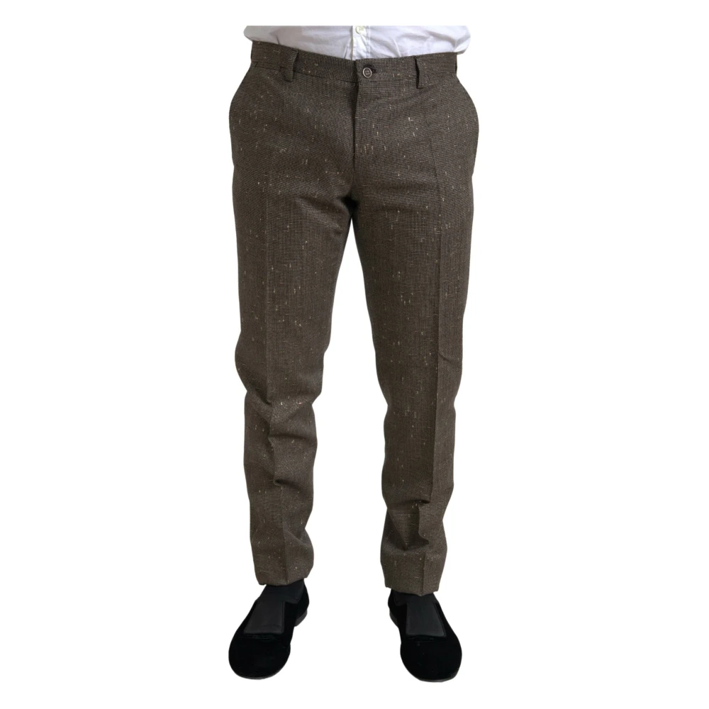 Dolce & Gabbana Men's Brown Wool Dress Skinny Trouser Trousers - Suit Trousers - M - Trousers
