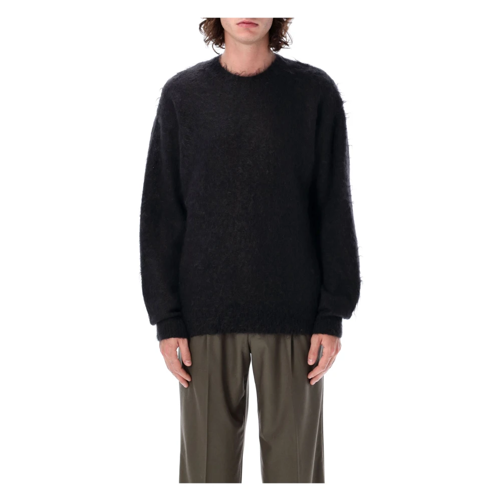 Auralee Zwarte Mohair Gebreide Trui Aw24 Black Heren