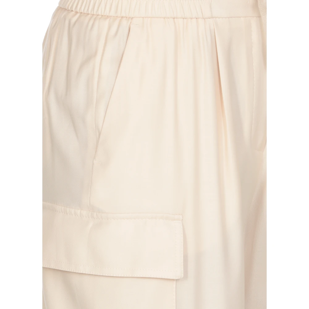 PESERICO Roze Wollen Cargo Broek Beige Dames