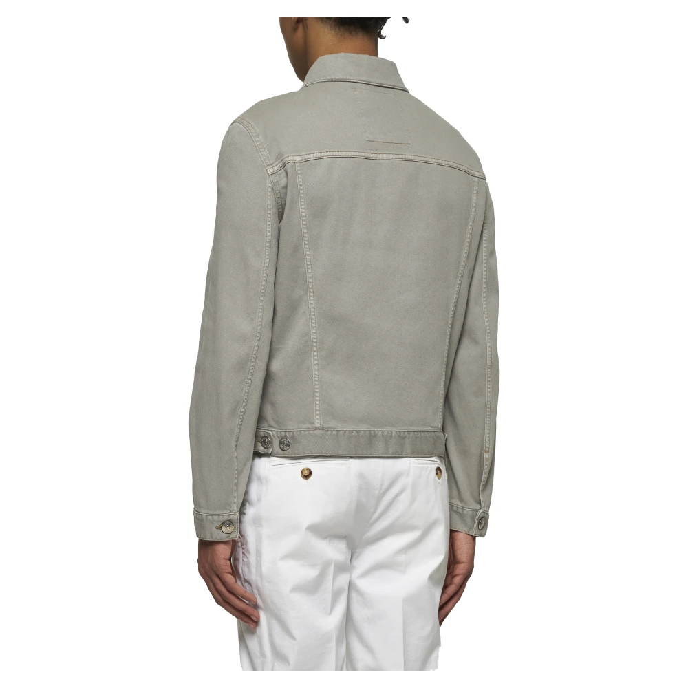 BRUNELLO CUCINELLI Groene Denim Shirt met Zakken Gray Heren