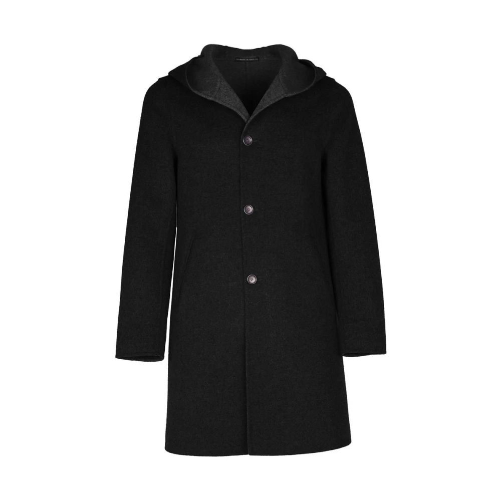 Made in Italia Zwarte wollen jas Loro Piana stof Black Heren