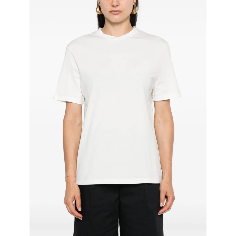 Jil Sander Wit Logo Print Katoenen T-shirt White Dames