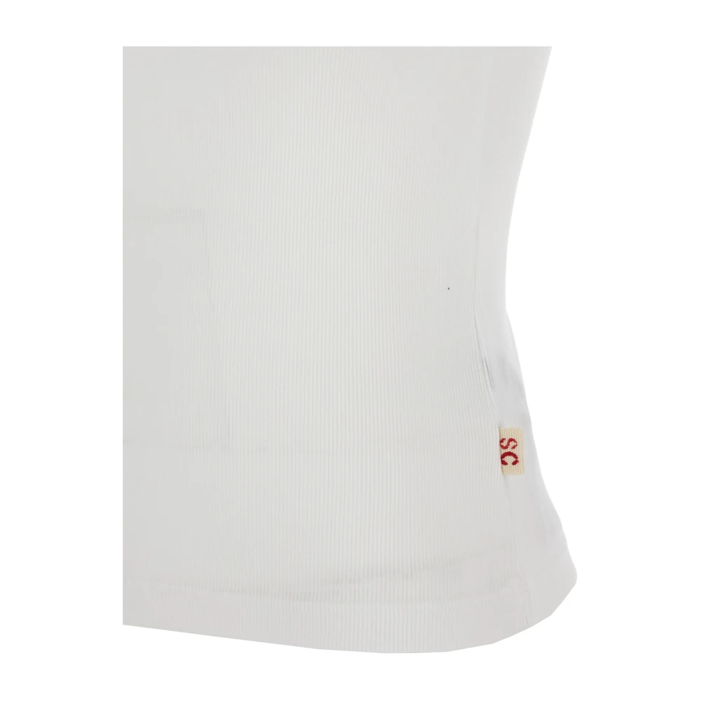 Semicouture Geribbeld katoenen top in wit White Dames