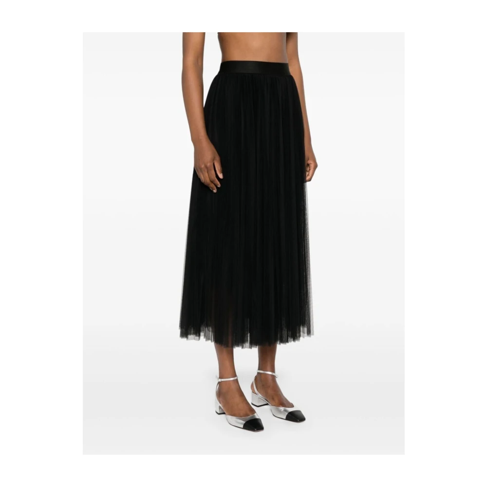 Forte Zwarte Tule Geplooide Rok Black Dames