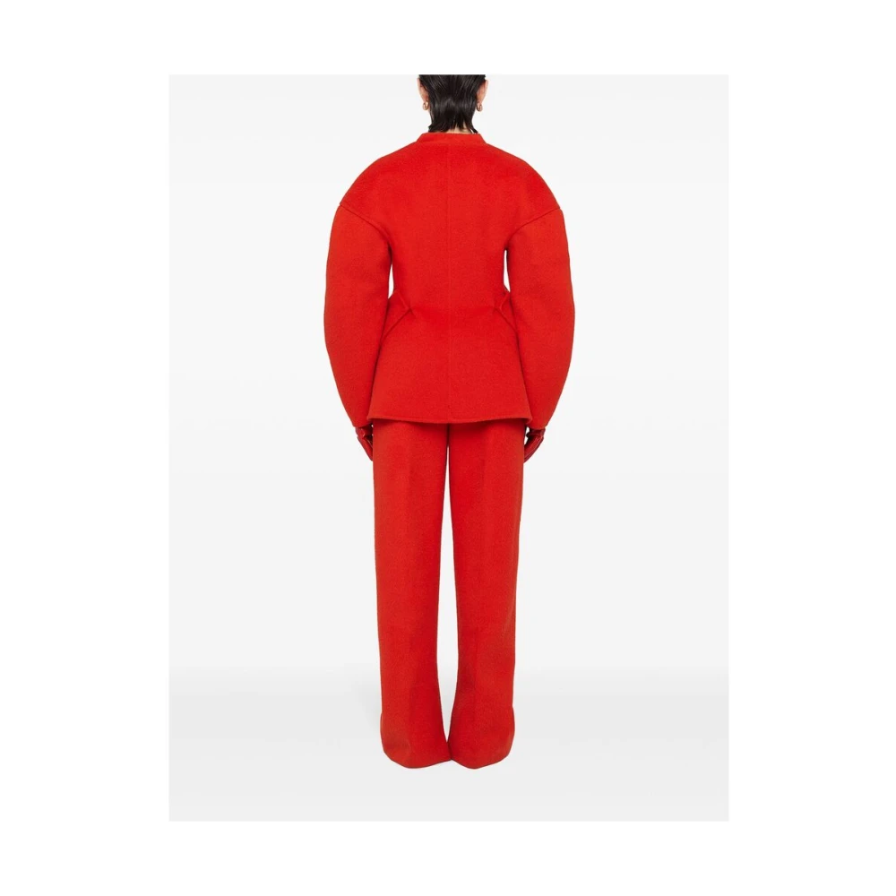 Jil Sander Rode Wollen Mix Oversized V-Hals Red Dames