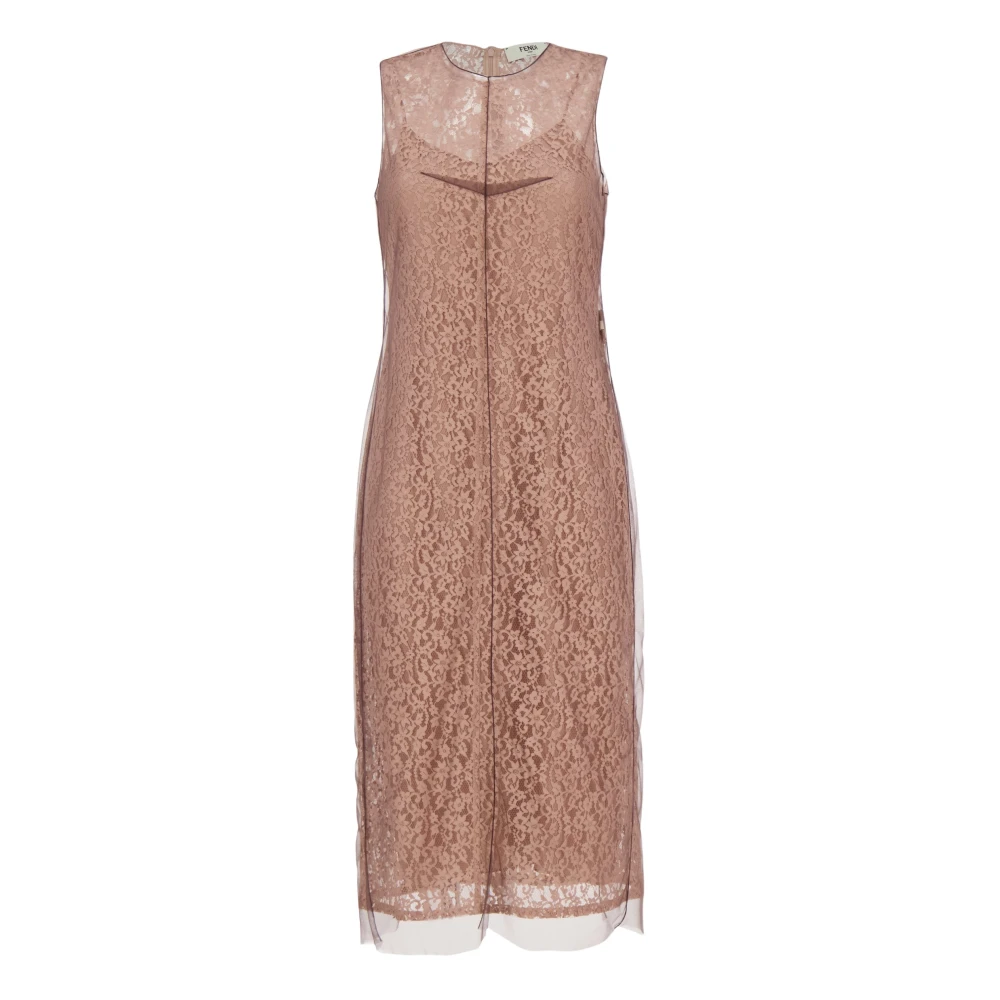 Fendi Women's Pink Blooming Lace Midi Dress - Midi Dresses - S - Dresses