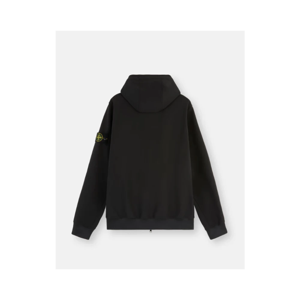 Stone Island Zwarte Soft Shell Hoodie Jas Black Heren
