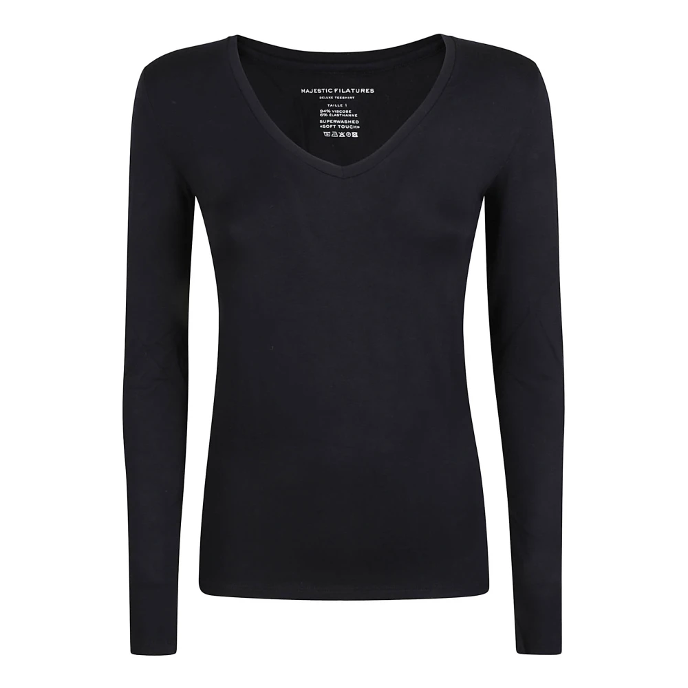 Majestic filatures Blauwe Viscose Elastaan T-shirts en Polos Blue Dames