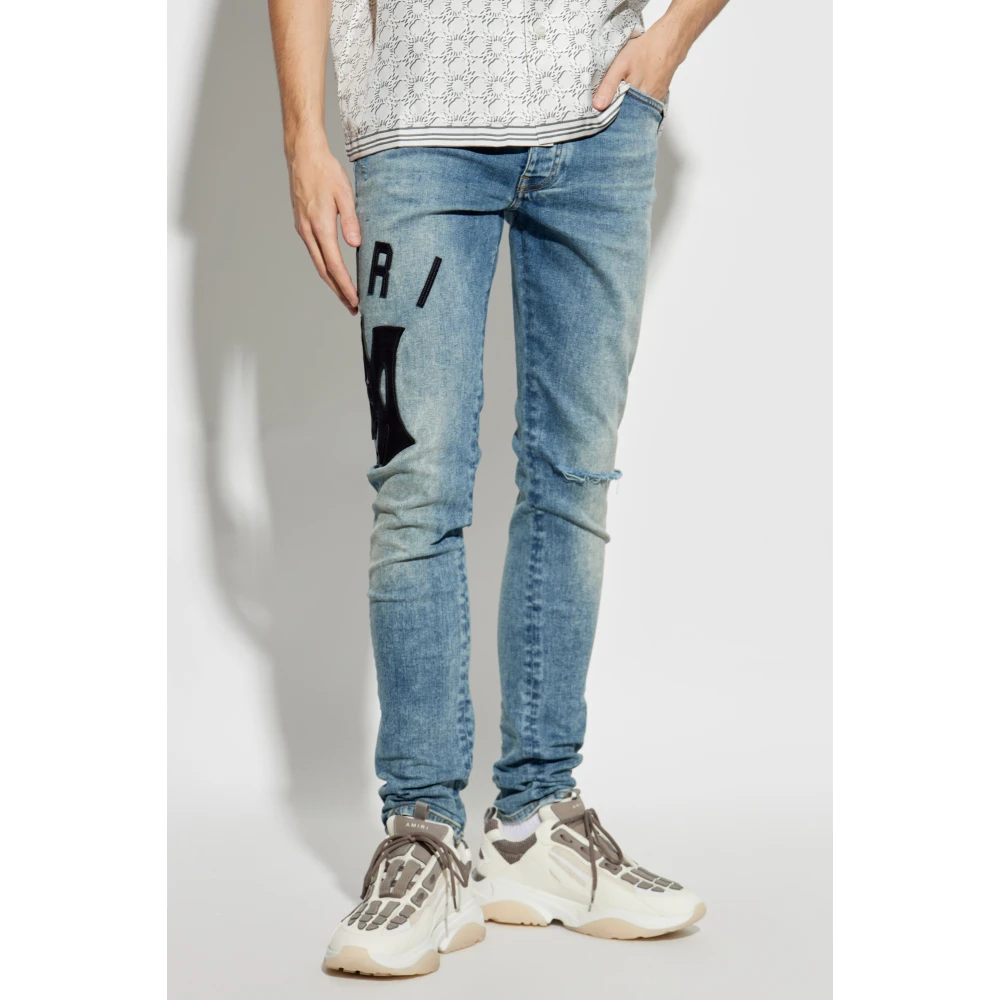 Amiri Jeans met logo Blue Heren