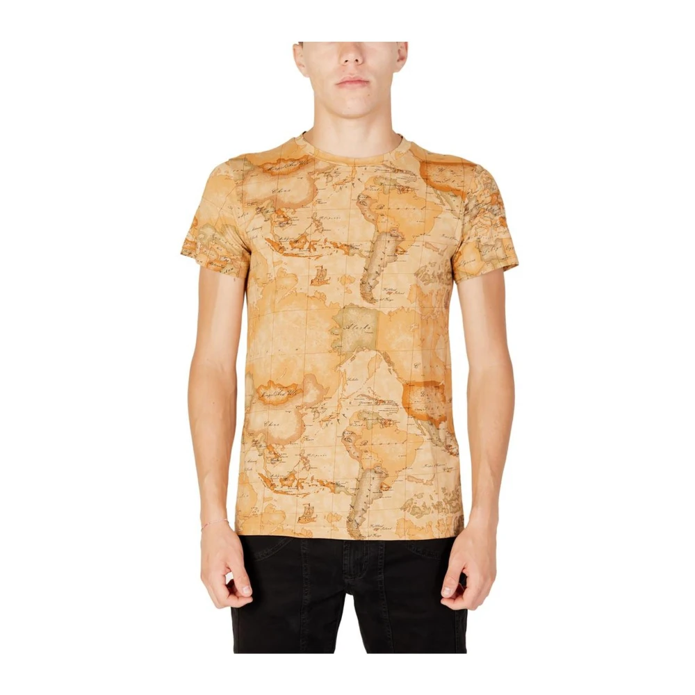 Alviero Martini 1a Classe Katoenmix T-shirt met Elastaan Beige Heren