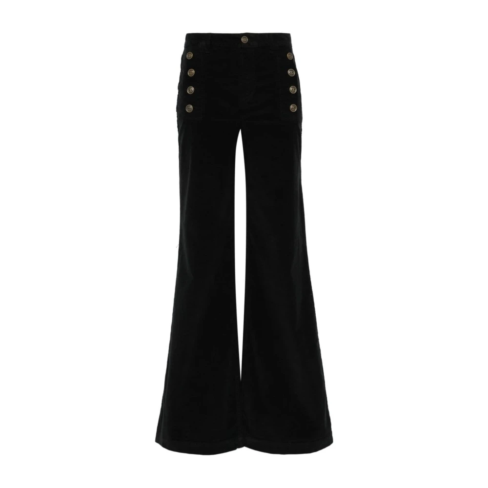 Twinset Zwarte Corduroy Flared Broek Black Dames