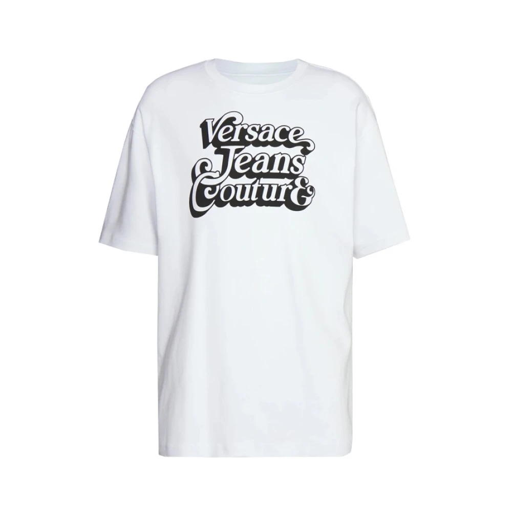 Versace Jeans Couture Witte Katoenen T-shirt met Logoprint White Heren